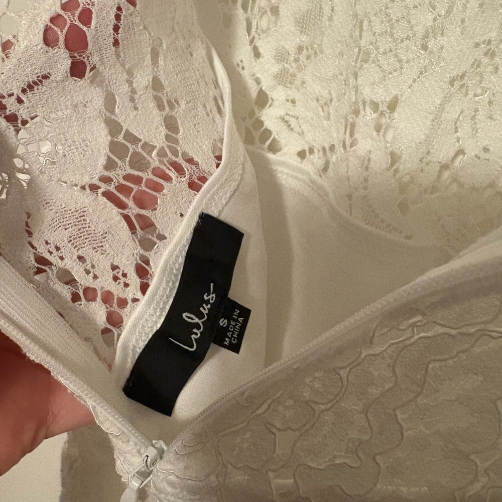 Lulu's Ivory Lace Sleeveless Mini Dress - Picture 9 of 10